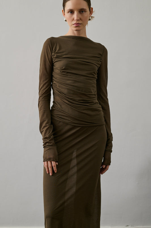 Jupe Bahia - Marron/Kaki - Coton - Femme