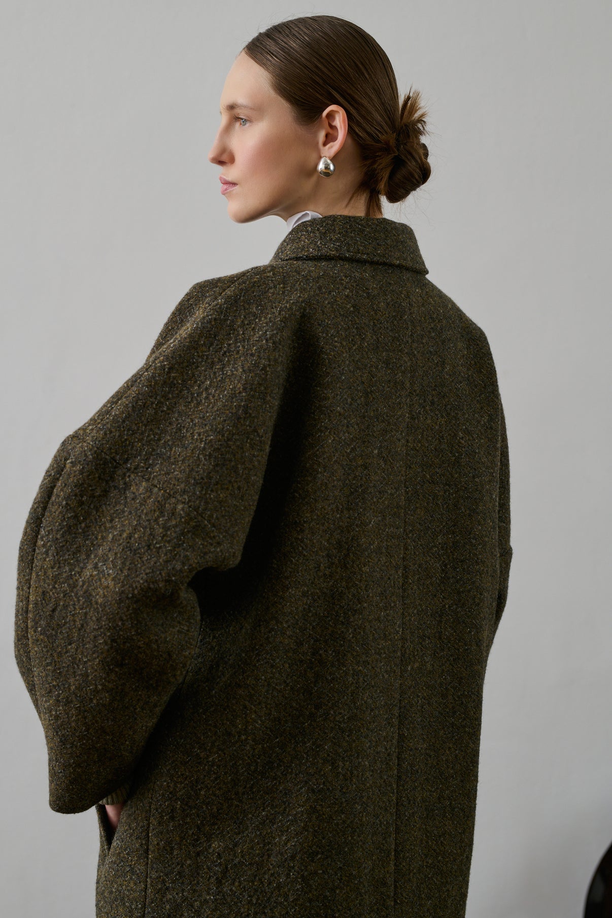 Manteau Guilhem - Kaki Chiné - Laine - Femme vue 3