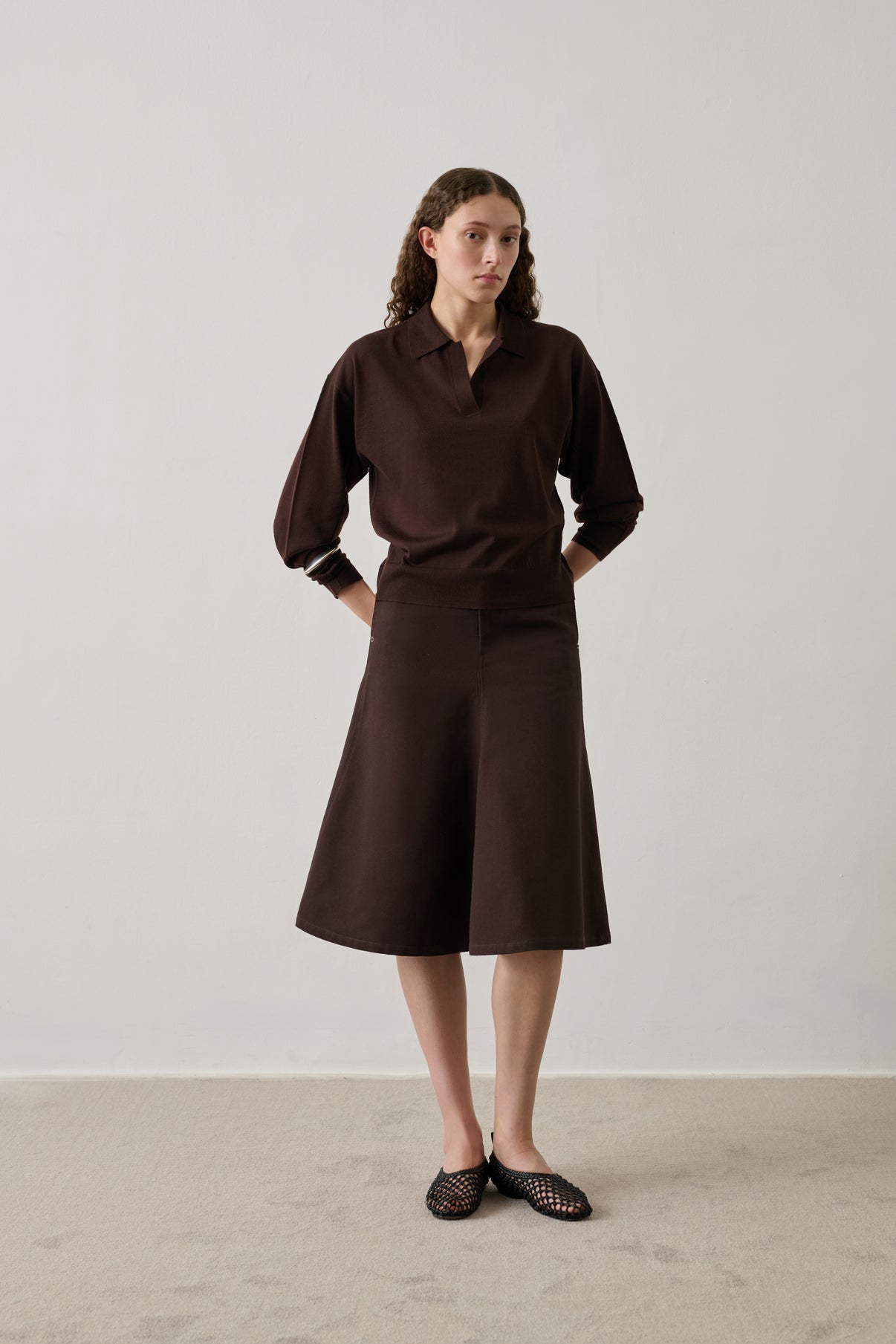 Polo Fleming - Marron Foncé - Laine mérinos - Femme vue 2